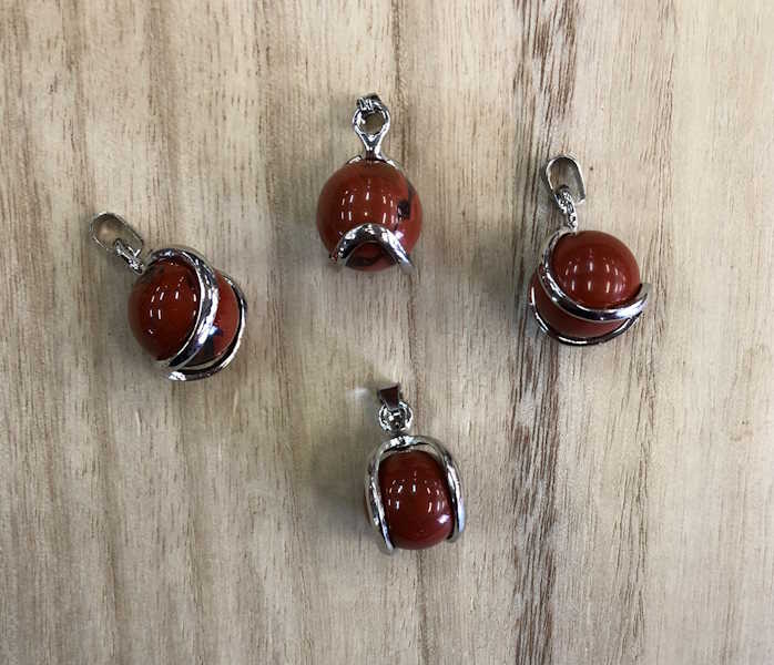 Colgante Bola Jaspe Rojo